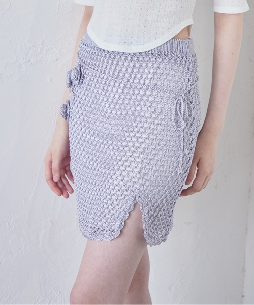 etre loin(エトルワン)の「Rose crochet mini skirt(スカート・レディース・サックスブルー/ベージュ/ネイビー・M)」の16枚目の写真