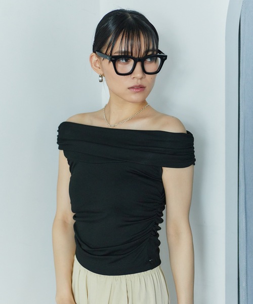 LIENCOEUR（リアンクール）の「オフショルカットトップス（Tシャツ/カットソー・レディース・ピンク/ホワイト/ブラック・FREE）」の18枚目の写真