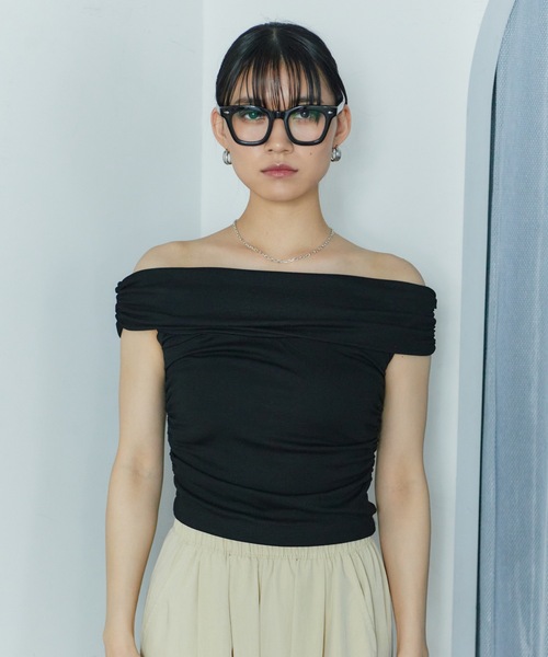 LIENCOEUR（リアンクール）の「オフショルカットトップス（Tシャツ/カットソー・レディース・ピンク/ホワイト/ブラック・FREE）」の22枚目の写真