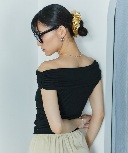 LIENCOEUR（リアンクール）の「オフショルカットトップス（Tシャツ/カットソー・レディース・ピンク/ホワイト/ブラック・FREE）」の20枚目の写真