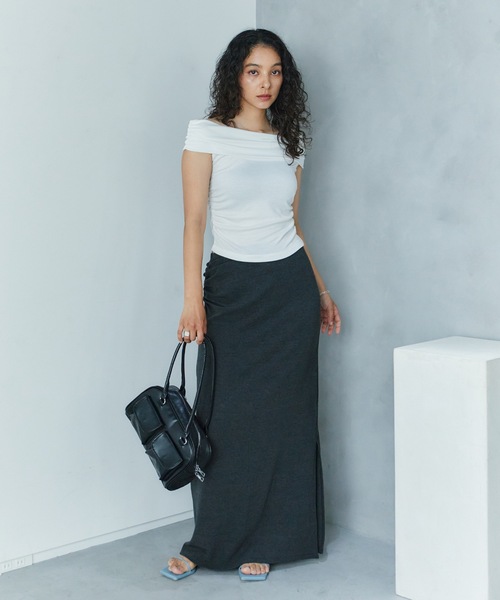 LIENCOEUR（リアンクール）の「オフショルカットトップス（Tシャツ/カットソー・レディース・ピンク/ホワイト/ブラック・FREE）」の14枚目の写真