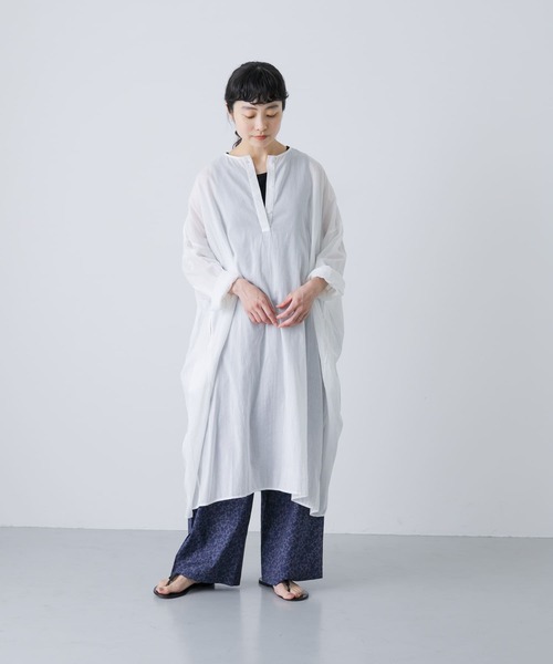 美品　かぐれ　ガーゼロングチュニック　ブラック ガーゼロングチュニック （チュニック）｜かぐれ / かぐれ