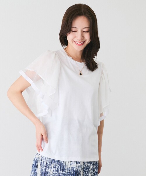 Jayro(ジャイロ)の「テープ付フレンチ袖プルオーバー(Tシャツ/カットソー・レディース・ブラック/ホワイト・FREE)」の15枚目の写真
