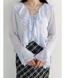 MERCURYDUO | シアーラッフルダブルリボンブラウス(シャツ/ブラウス)