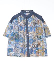 sandy（サンディー）の「プリント切り替えギャザーブラウス（シャツ/ブラウス）」