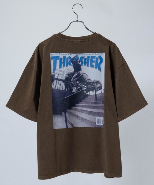 THRASHER(スラッシャー)の「【at】〔THRASHER/スラッシャー〕ピグメント加工 マガジンTシャツ(Tシャツ/カットソー・メンズ・グレー/ピンク/ブラウン/サックスブルー/チャコールグレー・LARGE/MEDIUM)」の3枚目の写真