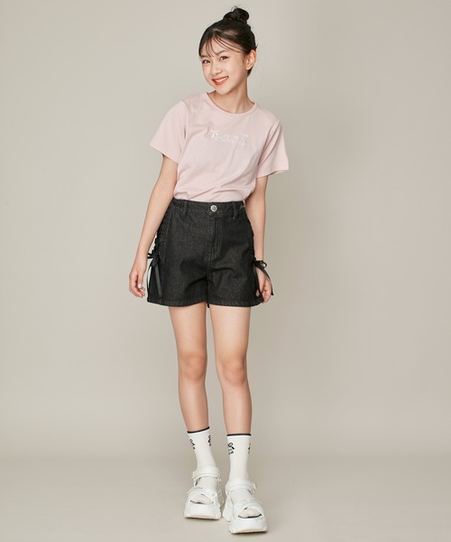 JENNI love（ジェニィラブ）の「【ウエスト調整可・コットン100％】サイドレースアップデニムショーパン（デニムパンツ・キッズ・サックスブルー/ブラック・130cm/140cm/150cm/160cm）」の21枚目の写真