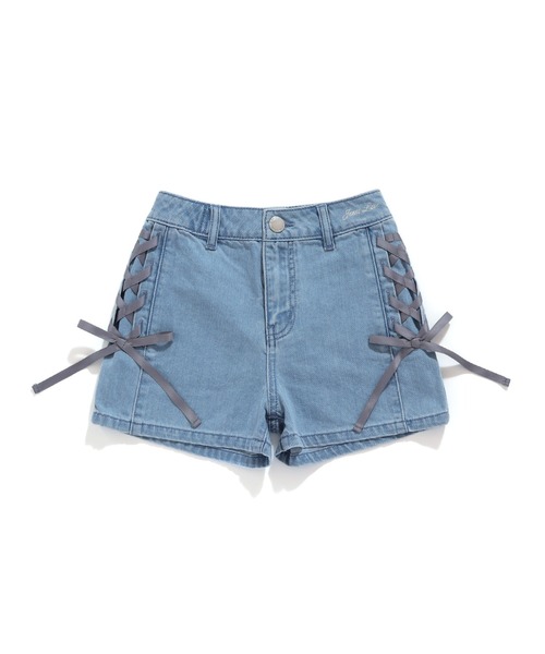 JENNI love（ジェニィラブ）の「【ウエスト調整可・コットン100％】サイドレースアップデニムショーパン（デニムパンツ・キッズ・サックスブルー/ブラック・130cm/140cm/150cm/160cm）」の9枚目の写真