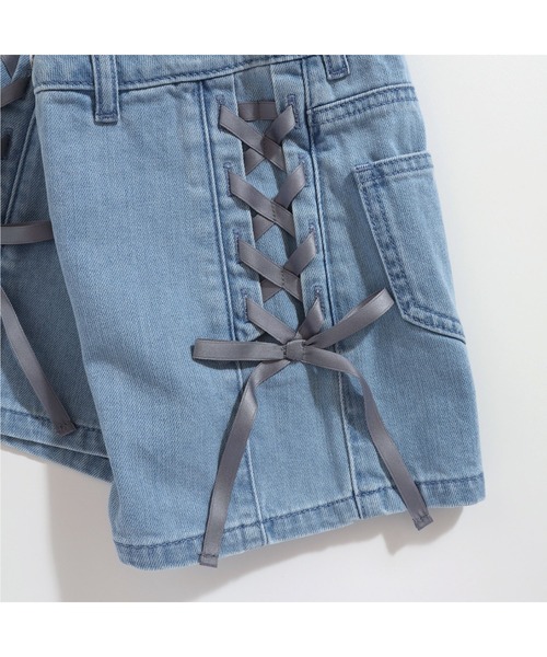 JENNI love（ジェニィラブ）の「【ウエスト調整可・コットン100％】サイドレースアップデニムショーパン（デニムパンツ・キッズ・サックスブルー/ブラック・130cm/140cm/150cm/160cm）」の14枚目の写真