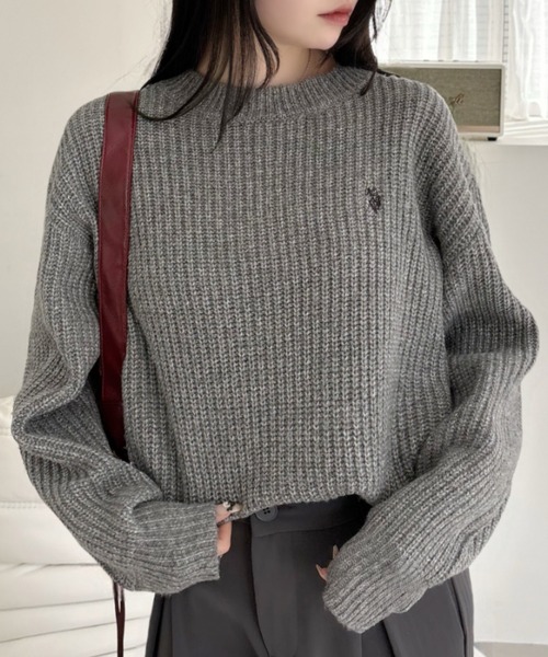 ニット セーター 「U.S. POLO ASSN」クルーネック ボリュームスリーブ ラメ シャイニーニット レディース U.S. POLO ASSN】クルーネック ボリュームスリーブ ラメ