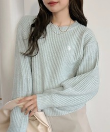 【U.S. POLO ASSN】クルーネック ボリュームスリーブ ラメ シャイニーニット