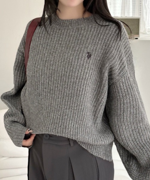 U.S. POLO ASSN.（ユーエスポロアッスン）の「【U.S. POLO ASSN】クルーネック ボリュームスリーブ ラメ シャイニーニット（ニット/セーター・レディース・アイボリー/グレー/グリーン・M/L）」の19枚目の写真