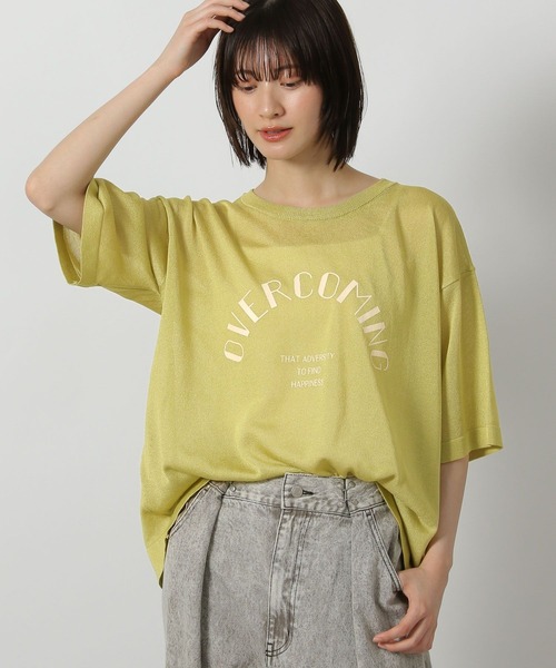 LAKOLE(ラコレ)の「シアーロゴニットプルオーバー6分袖 / 571921(ニット/セーター・レディース・ブラック/アイボリー/セージグリーン・FREE)」の1枚目の写真