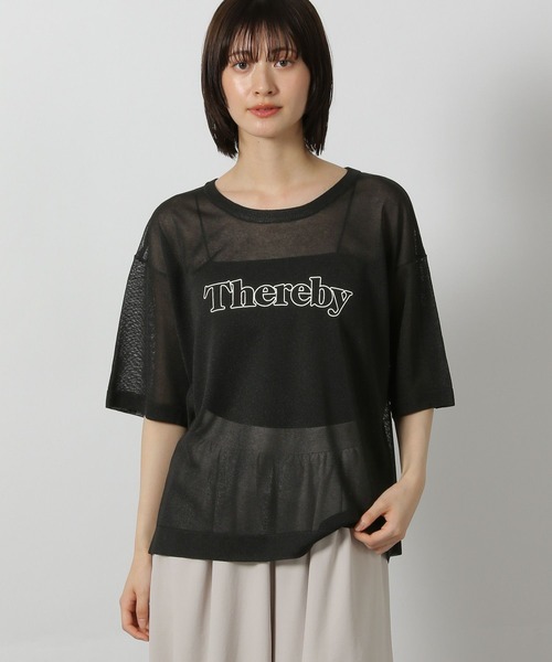 LAKOLE(ラコレ)の「シアーロゴニットプルオーバー6分袖 / 571921(ニット/セーター・レディース・ブラック/アイボリー/セージグリーン・FREE)」の2枚目の写真