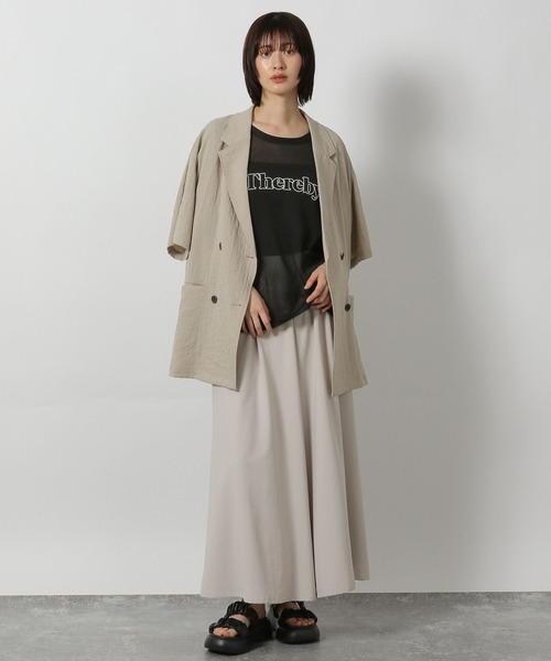 LAKOLE(ラコレ)の「シアーロゴニットプルオーバー6分袖 / 571921(ニット/セーター・レディース・ブラック/アイボリー/セージグリーン・FREE)」の4枚目の写真