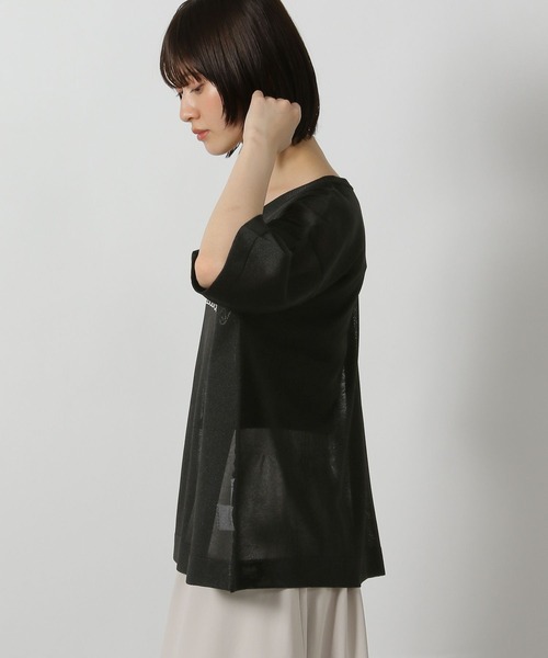 LAKOLE(ラコレ)の「シアーロゴニットプルオーバー6分袖 / 571921(ニット/セーター・レディース・ブラック/アイボリー/セージグリーン・FREE)」の6枚目の写真