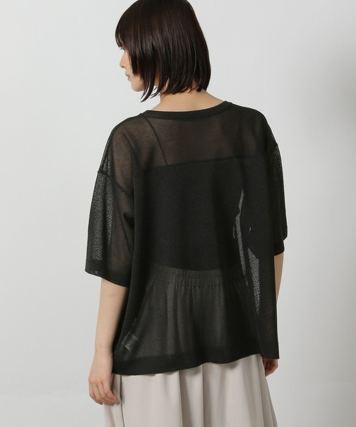 LAKOLE(ラコレ)の「シアーロゴニットプルオーバー6分袖 / 571921(ニット/セーター・レディース・ブラック/アイボリー/セージグリーン・FREE)」の7枚目の写真