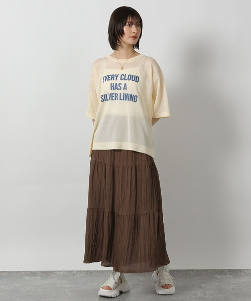 LAKOLE(ラコレ)の「シアーロゴニットプルオーバー6分袖 / 571921(ニット/セーター・レディース・ブラック/アイボリー/セージグリーン・FREE)」の8枚目の写真