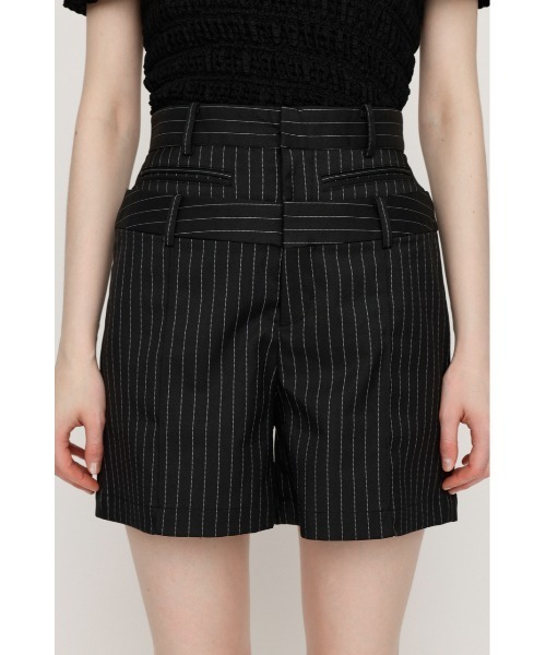 SLY(スライ)の「H/W LAYERD S/PT ハイウエスト レイヤード ショートパンツ 夏服 秋服(スラックス・レディース・ブラック/マルチ・1/2)」の9枚目の写真