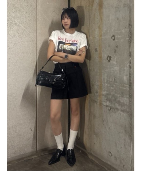 SLY(スライ)の「H/W LAYERD S/PT ハイウエスト レイヤード ショートパンツ 夏服 秋服(スラックス・レディース・ブラック/マルチ・1/2)」の18枚目の写真