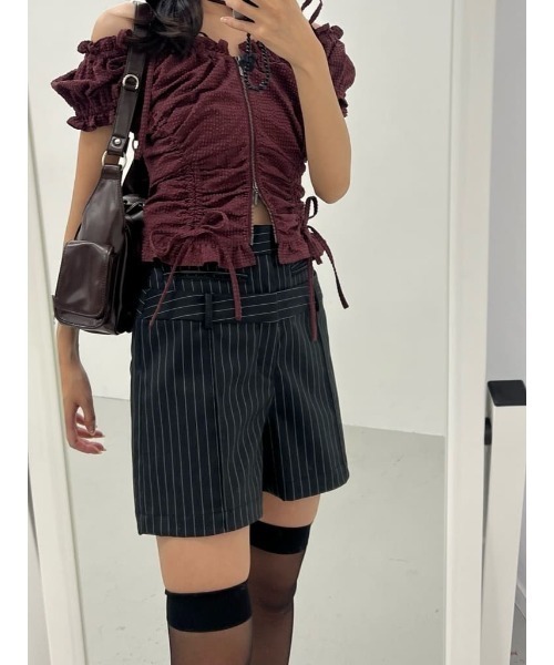 SLY(スライ)の「H/W LAYERD S/PT ハイウエスト レイヤード ショートパンツ 夏服 秋服(スラックス・レディース・ブラック/マルチ・1/2)」の21枚目の写真