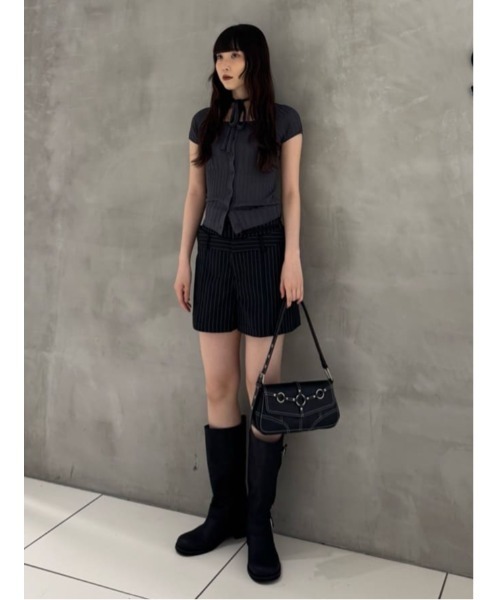 SLY(スライ)の「H/W LAYERD S/PT ハイウエスト レイヤード ショートパンツ 夏服 秋服(スラックス・レディース・ブラック/マルチ・1/2)」の22枚目の写真