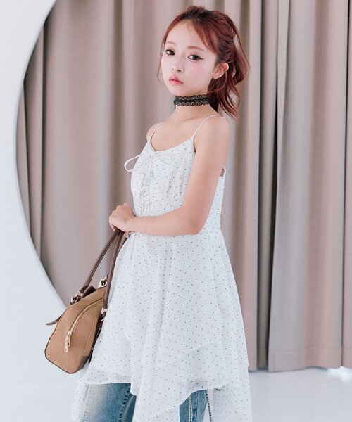 オリーブデオリーブ イレヘムキャミチュニックワンピース ブラック OLIVE des ワンピース イレヘムキャミチュニックワンピース