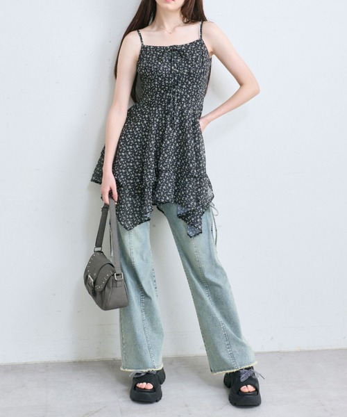 オリーブデオリーブ イレヘムキャミチュニックワンピース ブラック イレヘムキャミチュニックワンピース | OLIVE des OLIVE