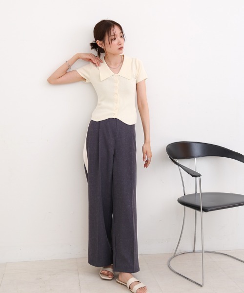 Bab（バブ）の「ビックカラーニットトップス（Tシャツ/カットソー・レディース・オフホワイト/ブラック/キャメル/レッド・M）」の6枚目の写真