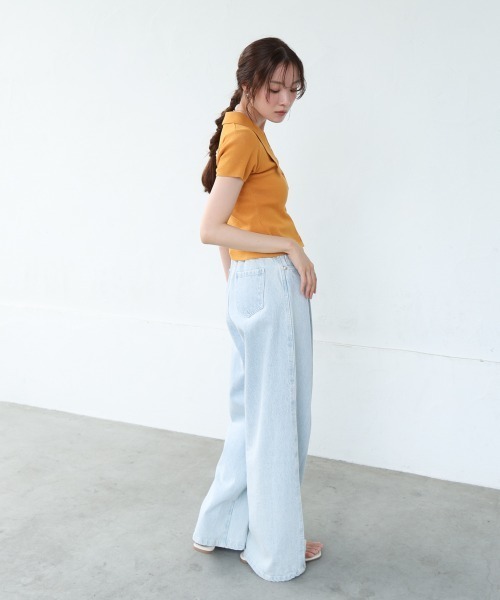 Bab（バブ）の「ビックカラーニットトップス（Tシャツ/カットソー・レディース・オフホワイト/ブラック/キャメル/レッド・M）」の22枚目の写真