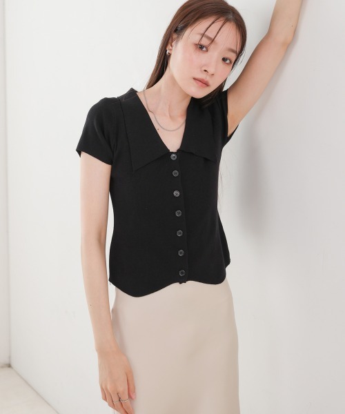 セール】ビックカラーニットトップス（Tシャツ/カットソー）｜Bab