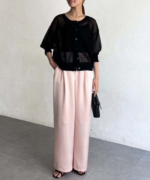 Chez toi（シェトワ）の「前後2WAYシアーニットカーデ（カーディガン/ボレロ・レディース・ブラウン/ブルー/ブラック・FREE）」の5枚目の写真