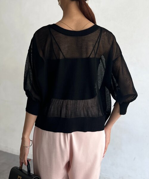 Chez toi（シェトワ）の「前後2WAYシアーニットカーデ（カーディガン/ボレロ・レディース・ブラウン/ブルー/ブラック・FREE）」の9枚目の写真