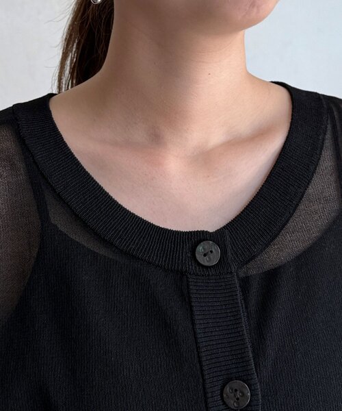 Chez toi（シェトワ）の「前後2WAYシアーニットカーデ（カーディガン/ボレロ・レディース・ブラウン/ブルー/ブラック・FREE）」の18枚目の写真
