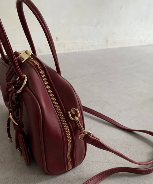 DouDou（ドゥドゥ）の「チャーム付横長ボストン（ショルダーバッグ・レディース・ブラック/キャメル/ボルドー・FREE）」の6枚目の写真