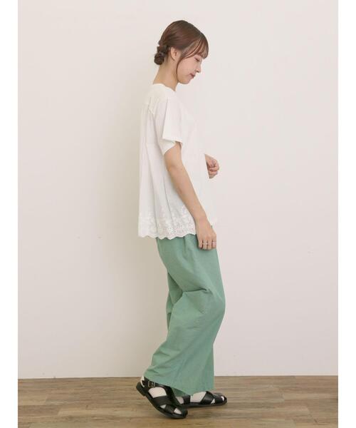 Samansa Mos2（サマンサ モスモス）の「[接触冷感]バックスカラップレースカットソー（Tシャツ/カットソー・レディース・ミント/ネイビー/オフホワイト/ブラック・F）」の17枚目の写真