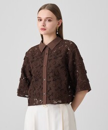 ANAYI  チュールツートン　フラワーブラウス ANAYI（アナイ）の「チュールツートンフラワークルー ブラウス（シャツ