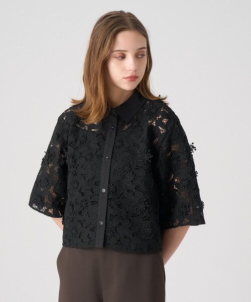 ANAYI（アナイ）の「レース刺繍クロップドシャツ（シャツ/ブラウス・レディース・ブラック/ブラウン・38/36）」の6枚目の写真