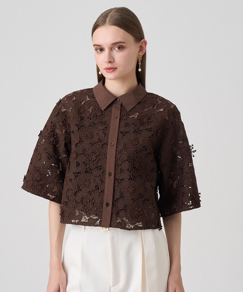 ANAYI（アナイ）の「レース刺繍クロップドシャツ（シャツ/ブラウス・レディース・ブラック/ブラウン・38/36）」の13枚目の写真