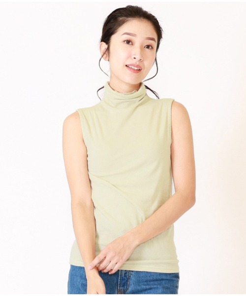 BACKYARD FAMILY(バックヤードファミリー)の「UVボトルネックタンクトップ(Tシャツ/カットソー・レディース・サックスブルー/オフホワイト/ネイビー/ブラック/アイボリー/ミント/ピンク系その他/杢グレー/ブラウン/グレイッシュベージュ/ダークブラウン・M/L/XL)」の8枚目の写真