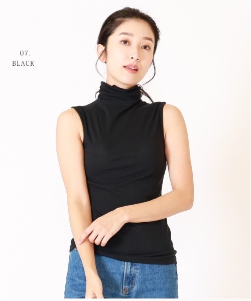 BACKYARD FAMILY(バックヤードファミリー)の「UVボトルネックタンクトップ(Tシャツ/カットソー・レディース・サックスブルー/オフホワイト/ネイビー/ブラック/アイボリー/ミント/ピンク系その他/杢グレー/ブラウン/グレイッシュベージュ/ダークブラウン・M/L/XL)」の14枚目の写真