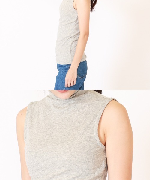 BACKYARD FAMILY(バックヤードファミリー)の「UVボトルネックタンクトップ(Tシャツ/カットソー・レディース・サックスブルー/オフホワイト/ネイビー/ブラック/アイボリー/ミント/ピンク系その他/杢グレー/ブラウン/グレイッシュベージュ/ダークブラウン・M/L/XL)」の17枚目の写真