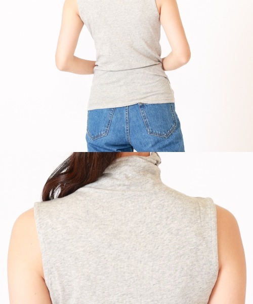 BACKYARD FAMILY(バックヤードファミリー)の「UVボトルネックタンクトップ(Tシャツ/カットソー・レディース・サックスブルー/オフホワイト/ネイビー/ブラック/アイボリー/ミント/ピンク系その他/杢グレー/ブラウン/グレイッシュベージュ/ダークブラウン・M/L/XL)」の18枚目の写真