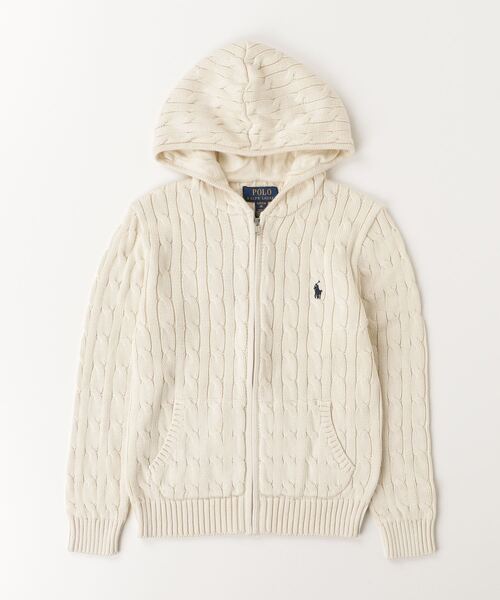 POLO RALPH LAUREN CHILDRENSWEAR（ポロ ラルフ ローレン チルドレンズウェア）の「ケーブル コットン フーデッド フルジップ セーター（ニット/セーター・キッズ・ナチュラル・XL/L/M）」の3枚目の写真