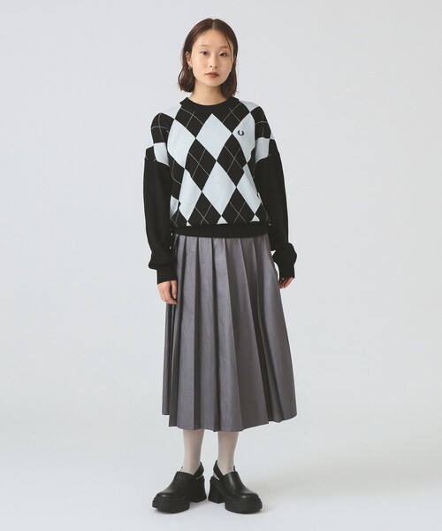 FRED PERRY（フレッドペリー）の「【別注】FRED PERRY / ARGYLE JUMPER（ニット/セーター・レディース・ブラック/ナチュラル・ONE SIZE）」の4枚目の写真