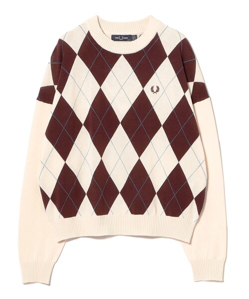 FRED PERRY（フレッドペリー）の「【別注】FRED PERRY / ARGYLE JUMPER（ニット/セーター・レディース・ブラック/ナチュラル・ONE SIZE）」の10枚目の写真