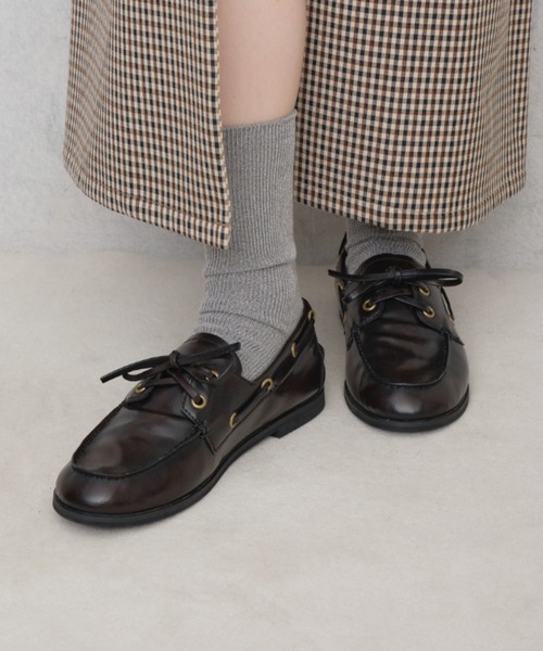 Launa lea(ラウナレア)の「ソフトデッキシューズ(S154)(モカシン/デッキシューズ・レディース・ピンク/ダークベージュ/ブラウン/ブラック・25.0cm/23.5cm/23.0cm/24.0cm/22.5cm/25.5cm/24.5cm/22.0cm)」の2枚目の写真