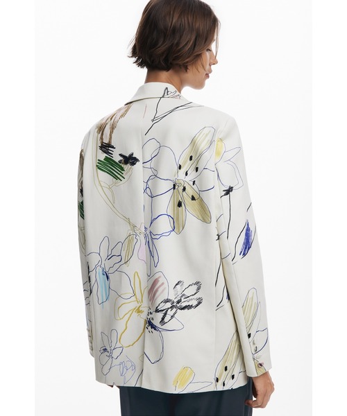 Desigual（デシグアル）の「アーティスティックプリント レギュラーフィットジャケット（テーラードジャケット・レディース・ホワイト・XL/L/M/S/XS）」の3枚目の写真