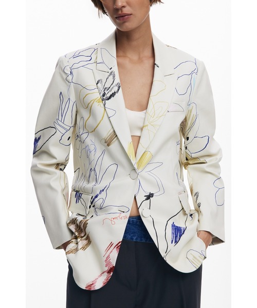 Desigual（デシグアル）の「アーティスティックプリント レギュラーフィットジャケット（テーラードジャケット・レディース・ホワイト・XL/L/M/S/XS）」の6枚目の写真