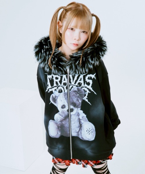 TRAVAS TOKYO/トラバス トーキョー』ファー付きくま耳ZIPパーカー